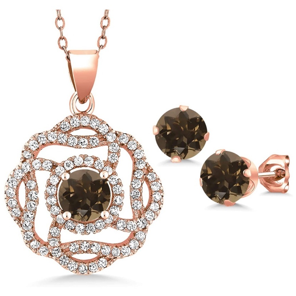 Brown Diamonds Necklace Earrings Set